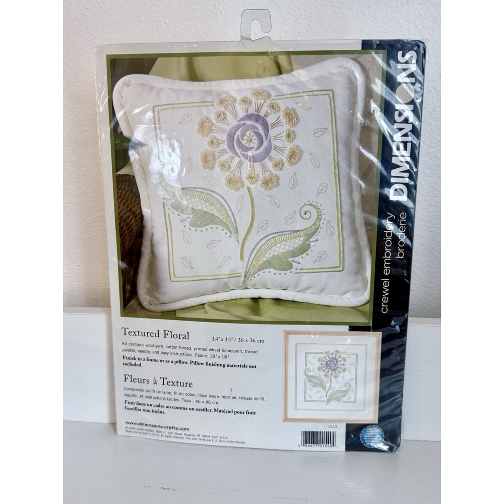 Textured Floral Dimensions Crewel Embroidery Kit Multi-language 2006 Grandmacore